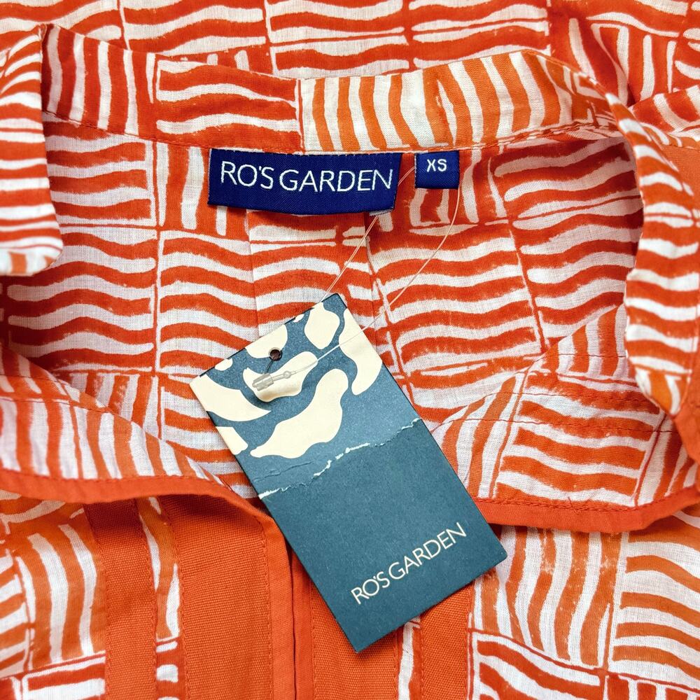 NWT Ro's Garden Tokyo Short Mini Dress Coverup Resort Boho Kurta Orange Basa XS - Picture 4 of 6